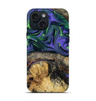 iPhone 15 Wood Live Edge Phone Case - Tarah (Purple, 806074)