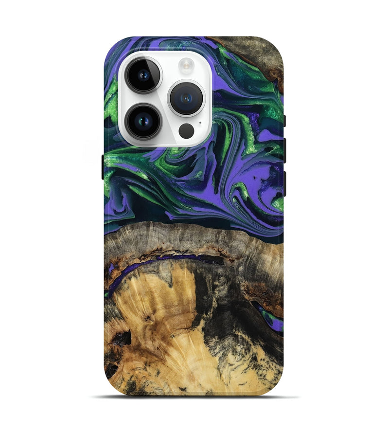 iPhone 15 Pro Wood Live Edge Phone Case - Tarah (Purple, 806074)