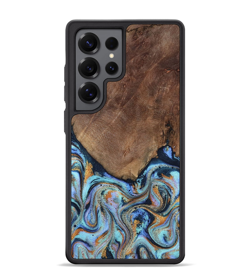 Galaxy S25 Ultra Wood Phone Case - Malvina (Teal & Gold, 806096)