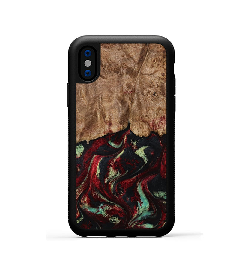 iPhone Xs Wood Phone Case - Terese (Red, 806103)