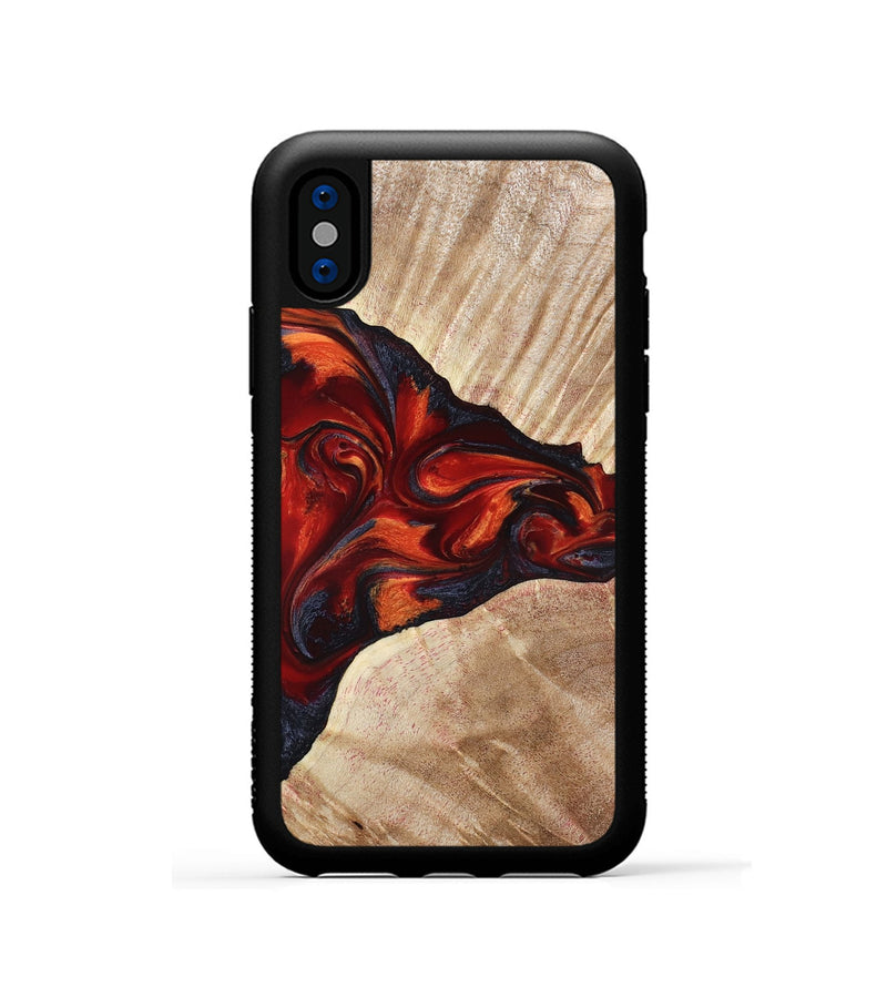 iPhone Xs Wood Phone Case - Denice (Red, 806105)