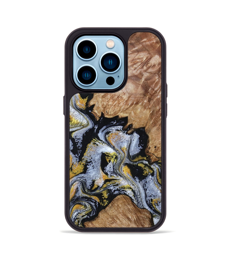 iPhone 14 Pro Wood Phone Case - Shasta (Black & White, 806111)