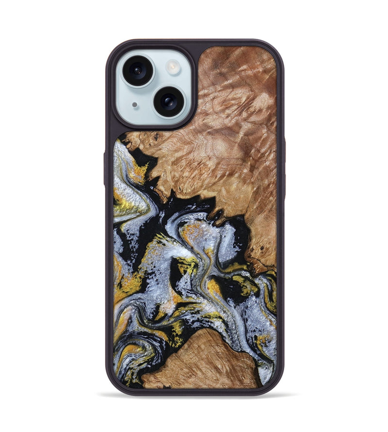 iPhone 15 Wood Phone Case - Shasta (Black & White, 806111)