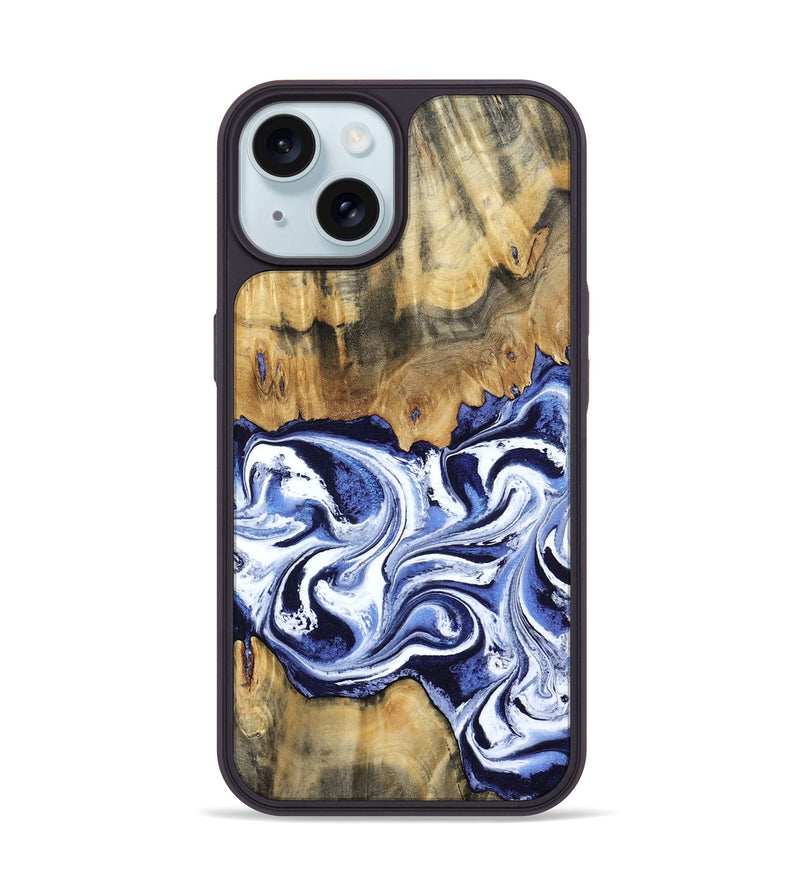 iPhone 15 Wood Phone Case - Lawanda (Blue, 806116)