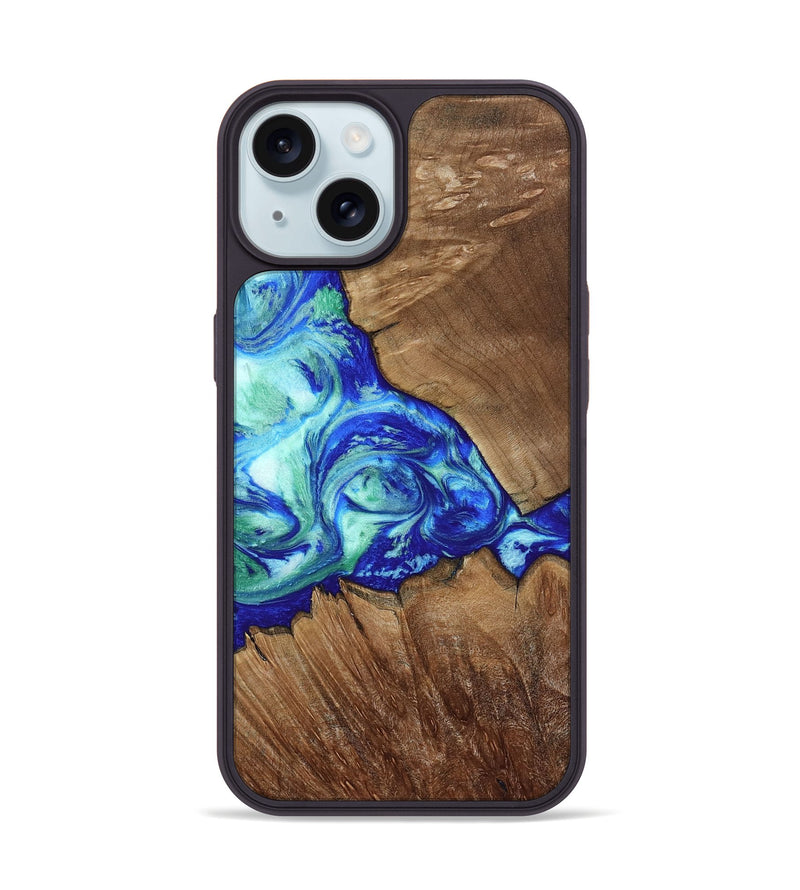iPhone 15 Wood Phone Case - Hal (Blue, 806126)