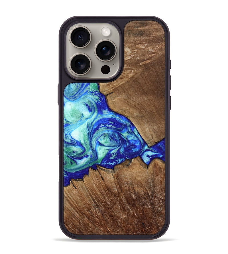 iPhone 16 Pro Max Wood Phone Case - Hal (Blue, 806126)