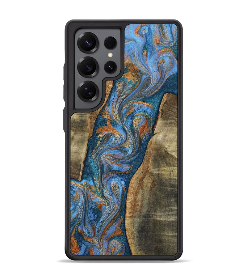 Galaxy S25 Ultra Wood Phone Case - Latoya (Teal & Gold, 806412)