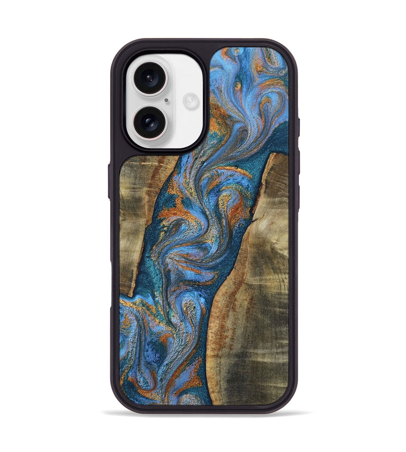 iPhone 17 Wood Phone Case - Latoya (Teal & Gold, 806412)