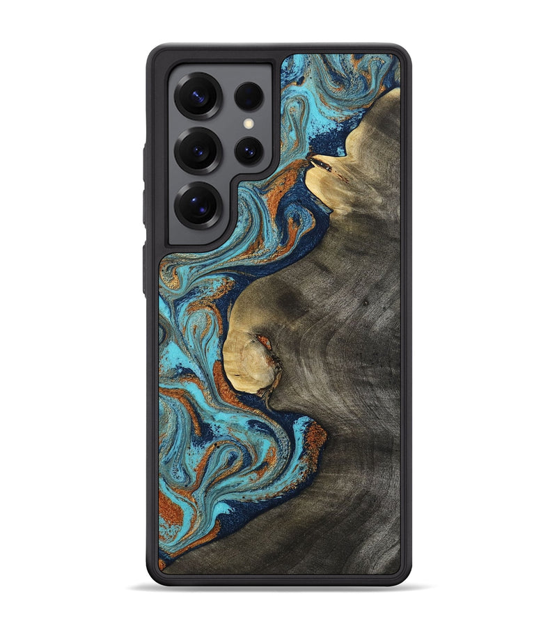 Galaxy S25 Ultra Wood Phone Case - Kari (Teal & Gold, 806417)