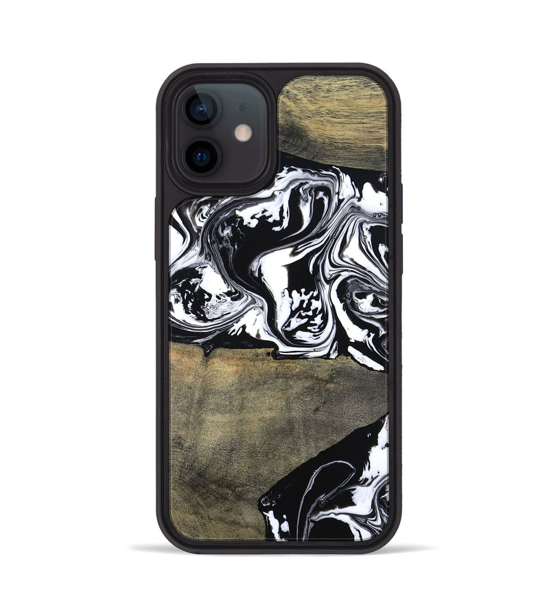 iPhone 12 Wood Phone Case - Golda (Black & White, 806422)