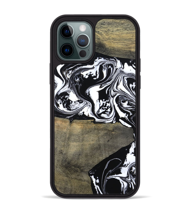 iPhone 12 Pro Max Wood Phone Case - Golda (Black & White, 806422)