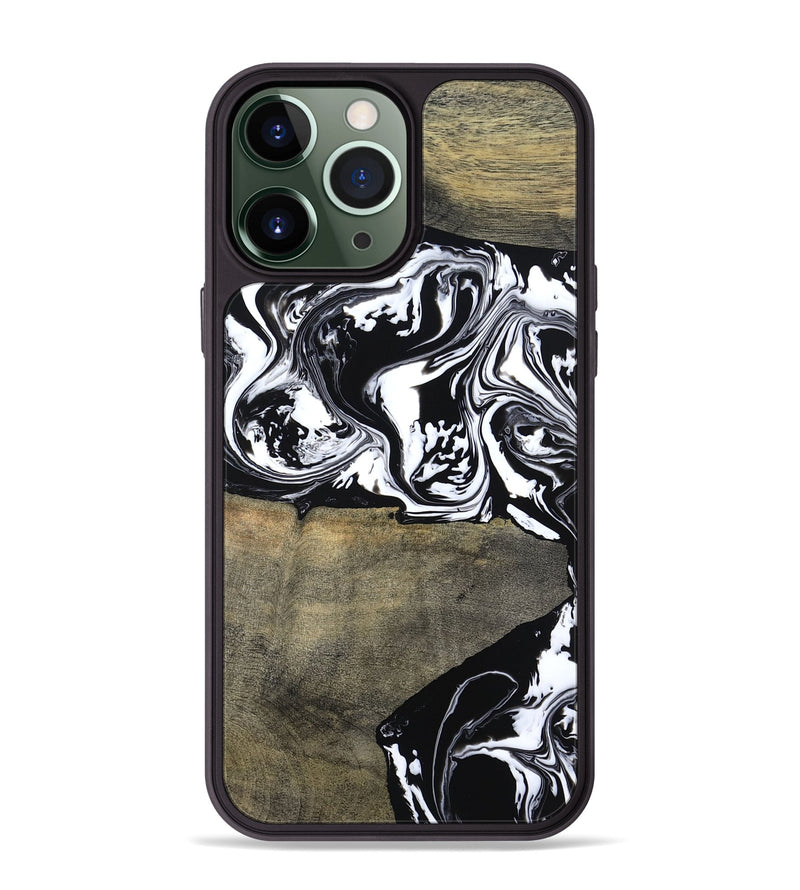 iPhone 13 Pro Max Wood Phone Case - Golda (Black & White, 806422)