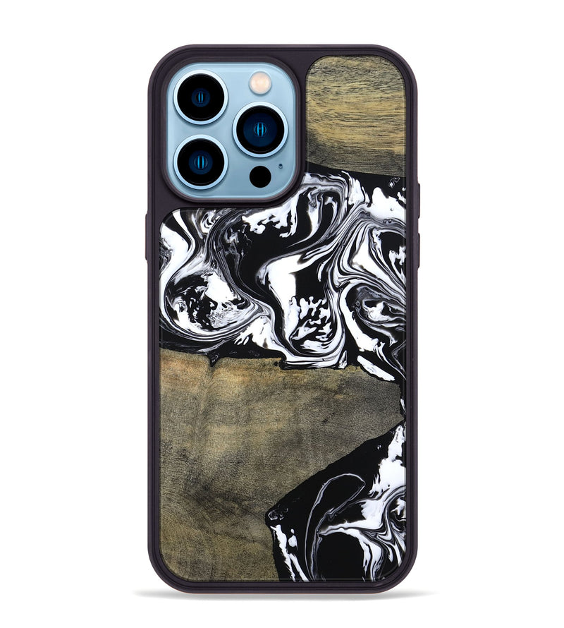 iPhone 14 Pro Max Wood Phone Case - Golda (Black & White, 806422)