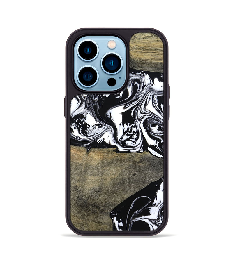 iPhone 14 Pro Wood Phone Case - Golda (Black & White, 806422)