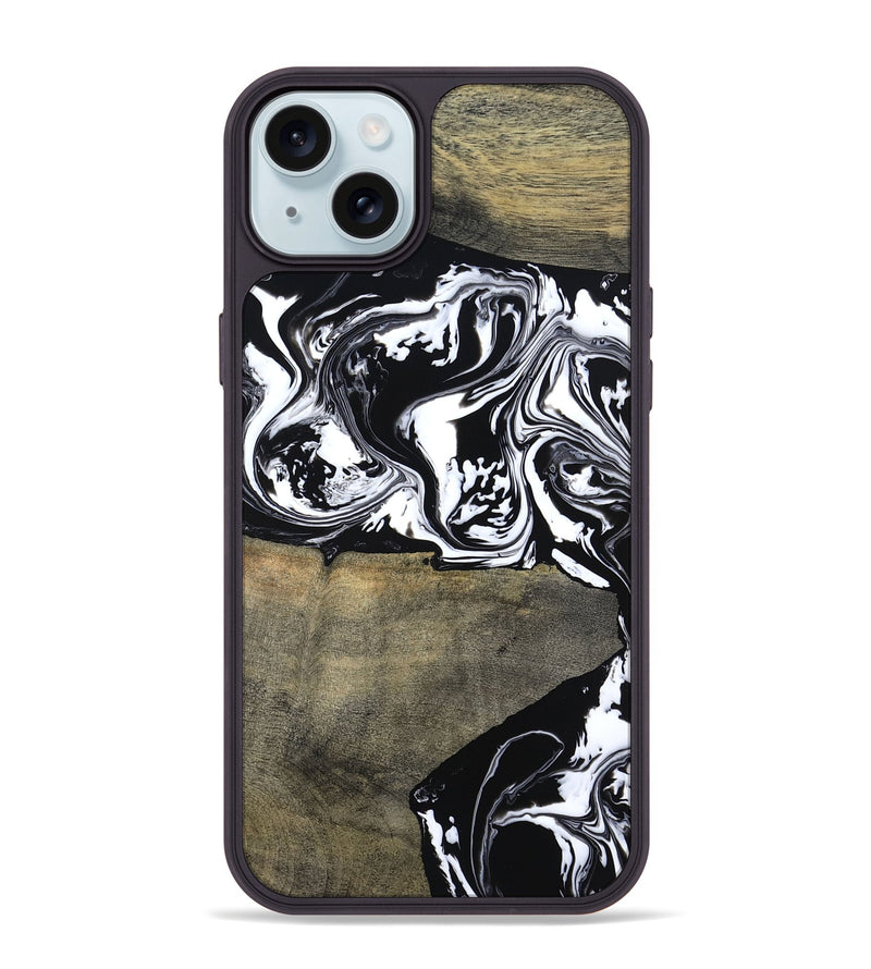 iPhone 15 Plus Wood Phone Case - Golda (Black & White, 806422)