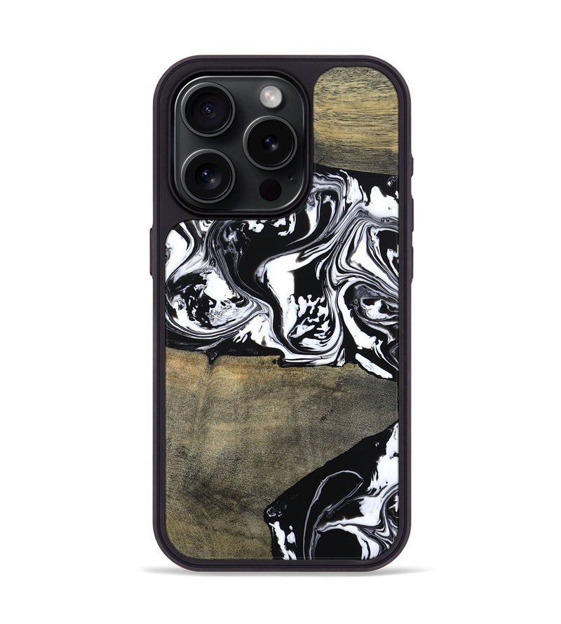 iPhone 15 Pro Wood Phone Case - Golda (Black & White, 806422)