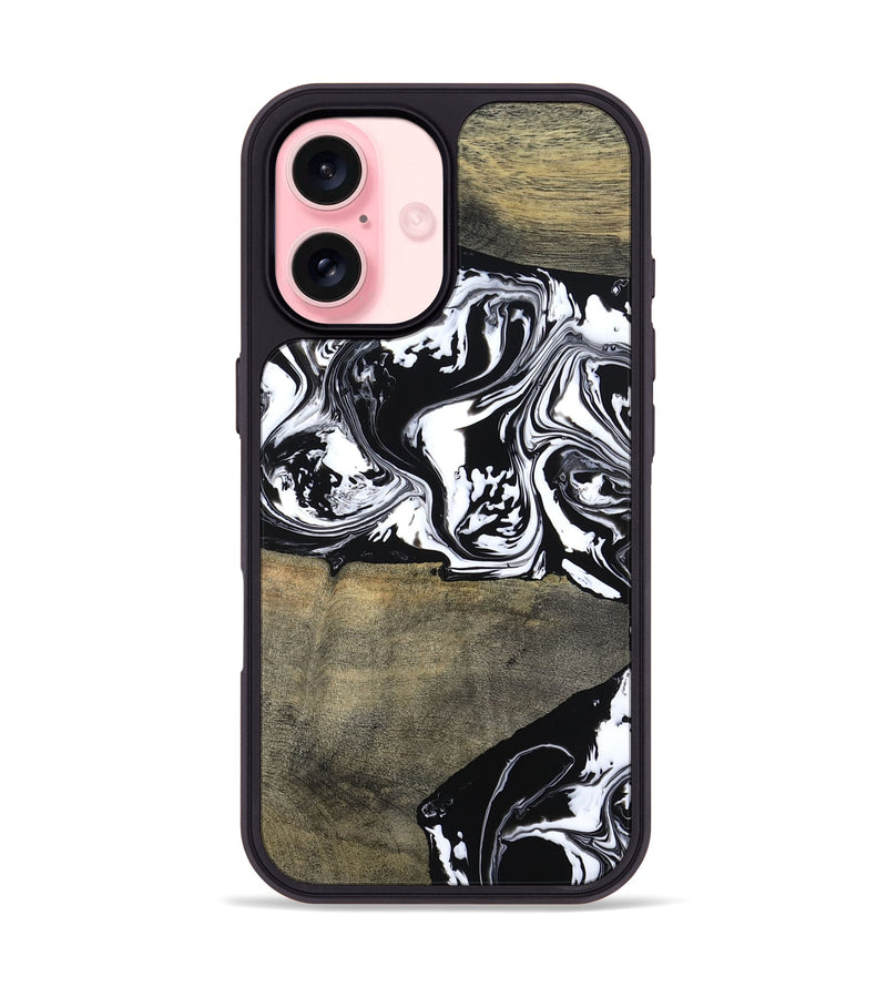 iPhone 16 Wood Phone Case - Golda (Black & White, 806422)