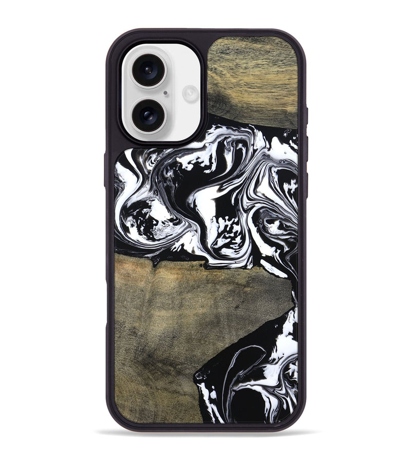 iPhone 16 Plus Wood Phone Case - Golda (Black & White, 806422)