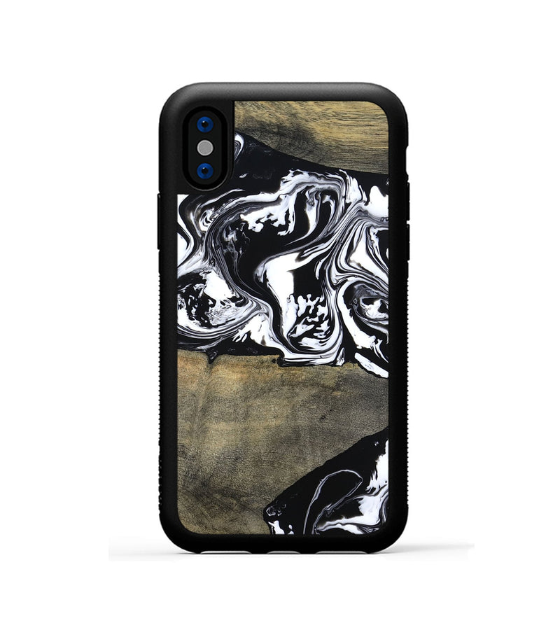 iPhone Xs Wood Phone Case - Golda (Black & White, 806422)