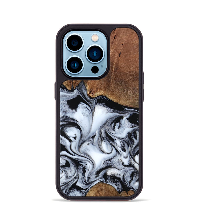 iPhone 14 Pro Wood Phone Case - Todd (Black & White, 806423)