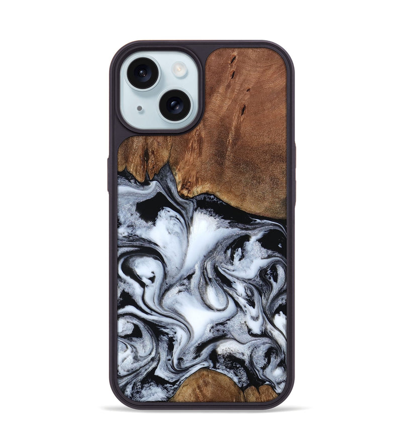 iPhone 15 Wood Phone Case - Todd (Black & White, 806423)