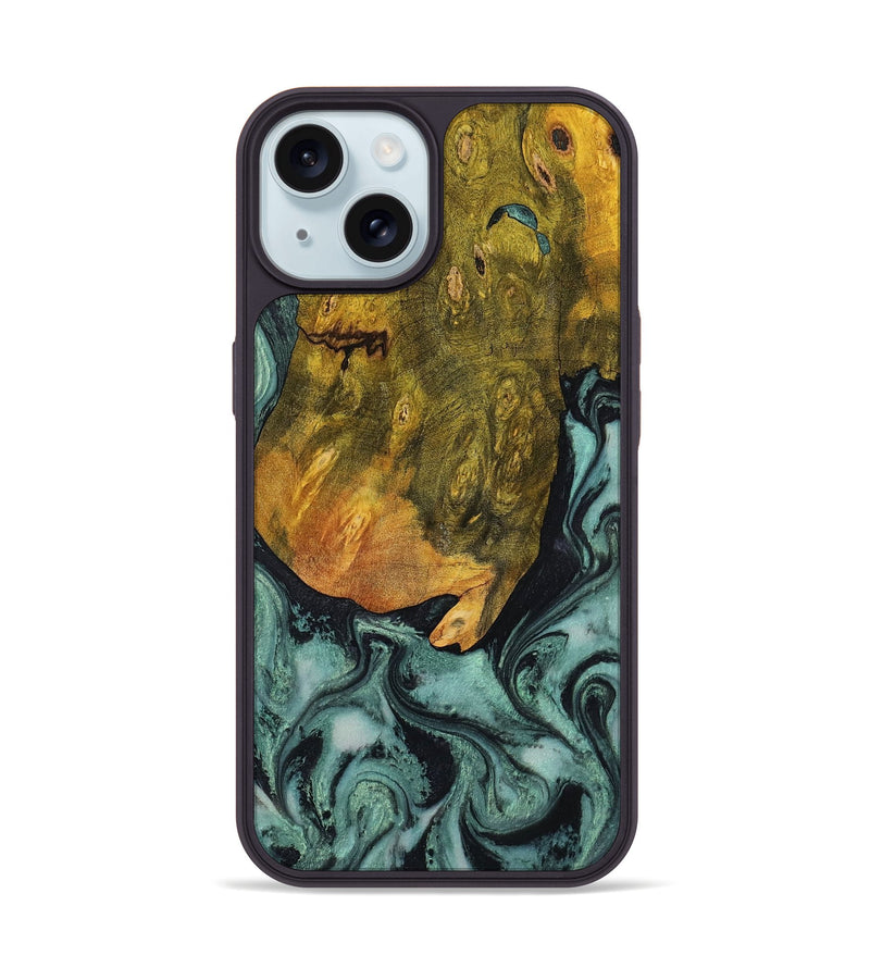 iPhone 15 Wood Phone Case - Tatiana (Green, 806439)