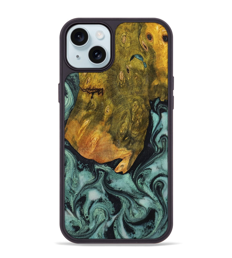 iPhone 15 Plus Wood Phone Case - Tatiana (Green, 806439)
