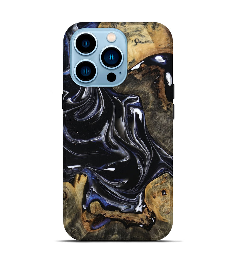 iPhone 14 Pro Wood Live Edge Phone Case - Rick (Black & White, 806485)