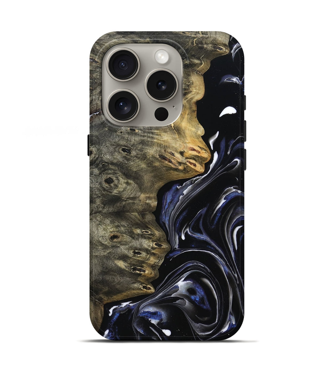 iPhone 16 Pro Wood Live Edge Phone Case - Latasha (Blue, 806496)