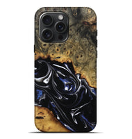 iPhone 16 Pro Max Wood Live Edge Phone Case - Amber (Blue, 806504)