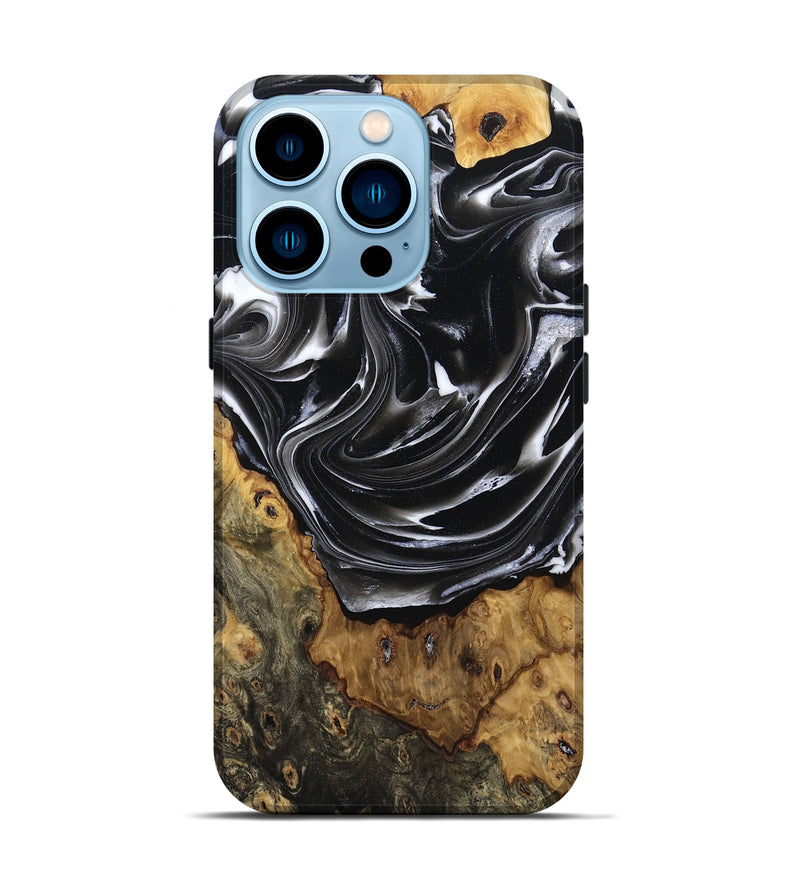 iPhone 14 Pro Wood Live Edge Phone Case - Marian (Black & White, 806516)