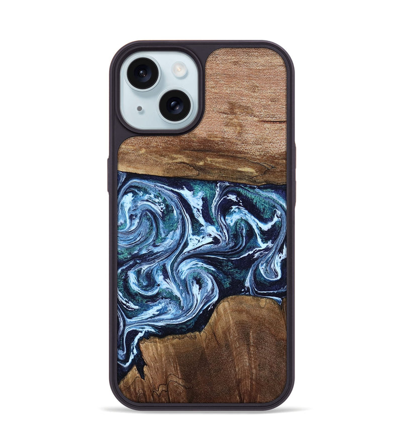 iPhone 15 Wood Phone Case - Drew (Blue, 806549)