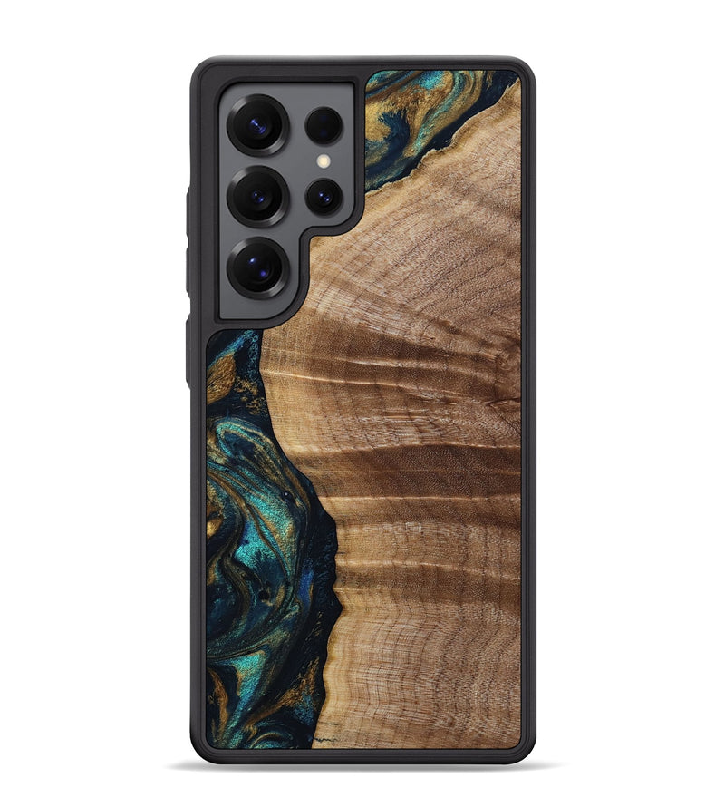 Galaxy S25 Ultra Wood Phone Case - Arminta (Teal & Gold, 806632)