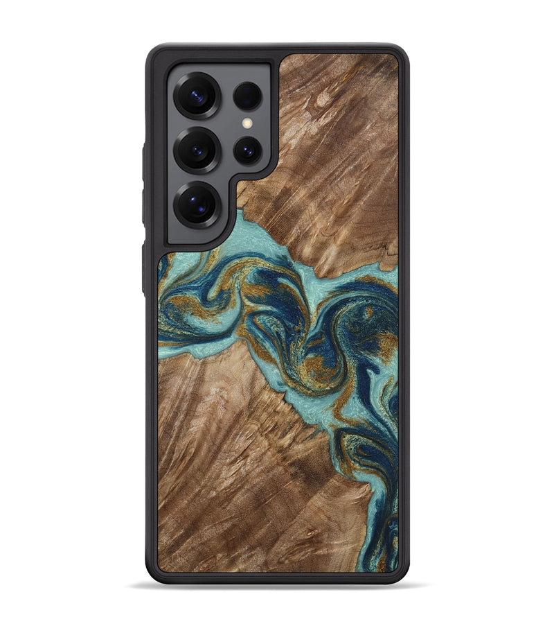 Galaxy S25 Ultra Wood Phone Case - Earline (Teal & Gold, 806633)