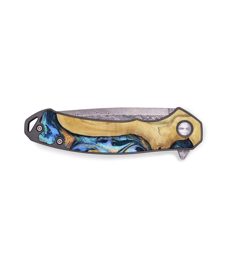 EDC Wood Pocket Knife - Delia (Teal & Gold, 806634)