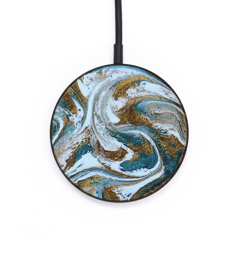 Circle Wood Wireless Charger - Malachi (Teal & Gold, 806635)