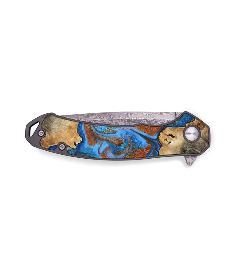 EDC Wood Pocket Knife - Sena (Teal & Gold, 806637)