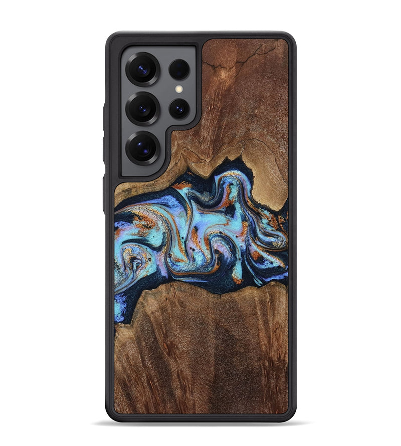 Galaxy S25 Ultra Wood Phone Case - Moshe (Teal & Gold, 806642)