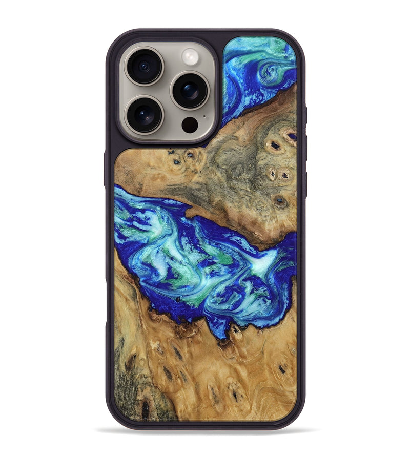 iPhone 16 Pro Max Wood Phone Case - Katie (Blue, 806688)