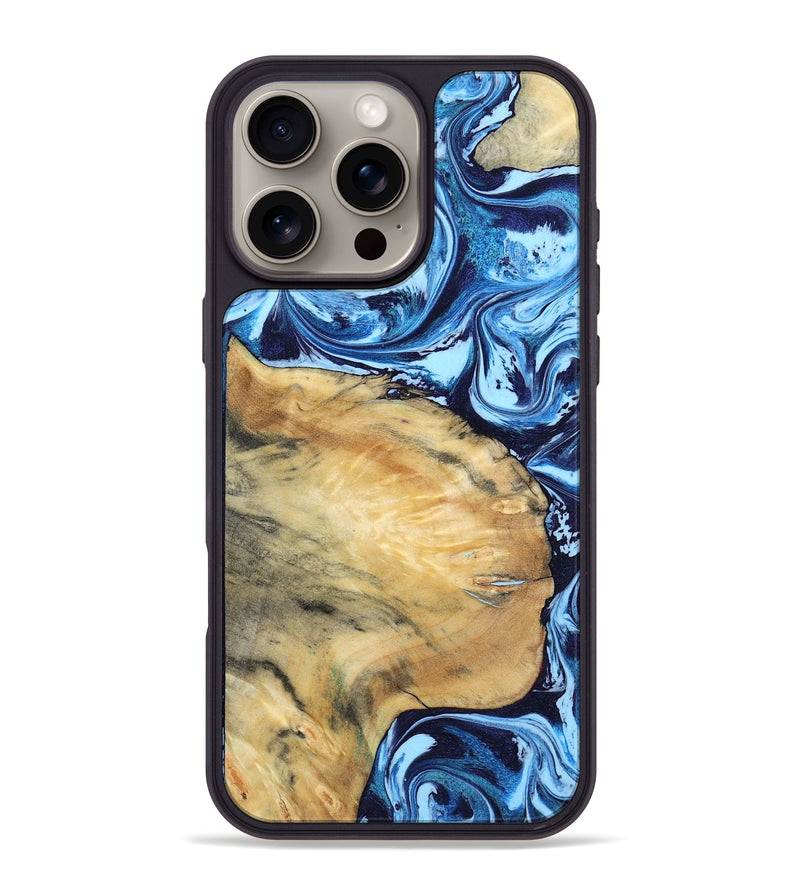 iPhone 16 Pro Max Wood Phone Case - Iker (Blue, 806712)