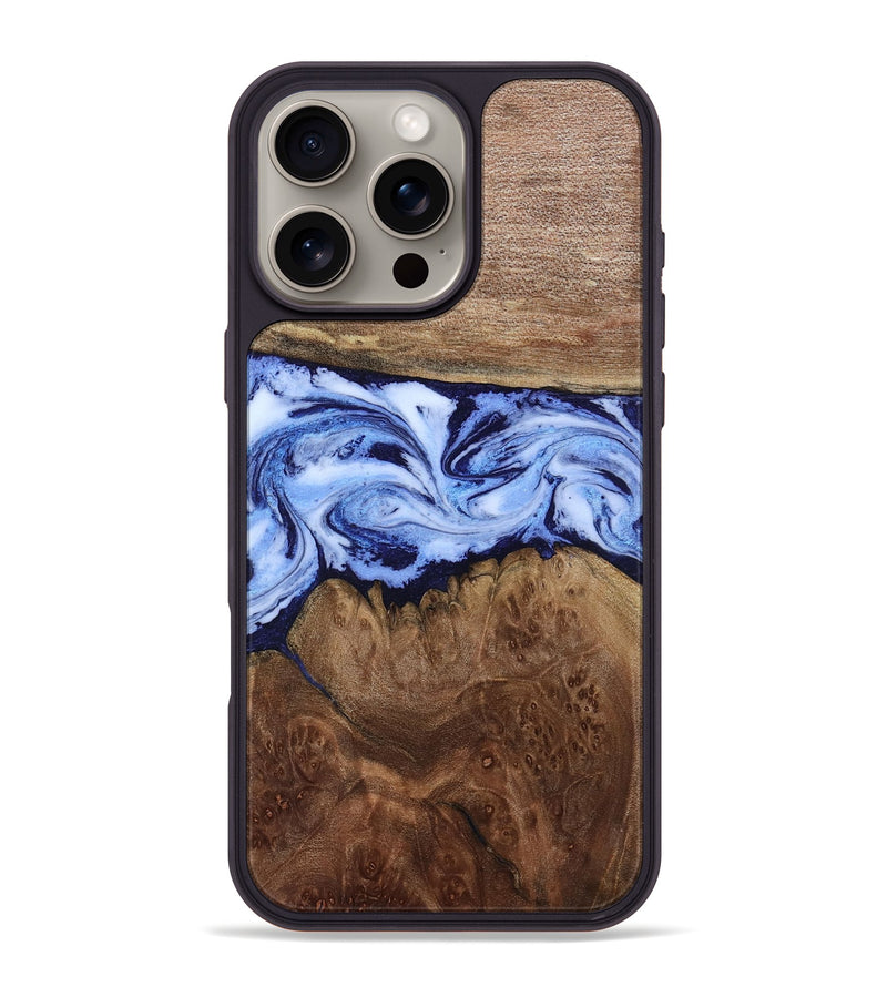 iPhone 16 Pro Max Wood Phone Case - Megan (Blue, 806722)