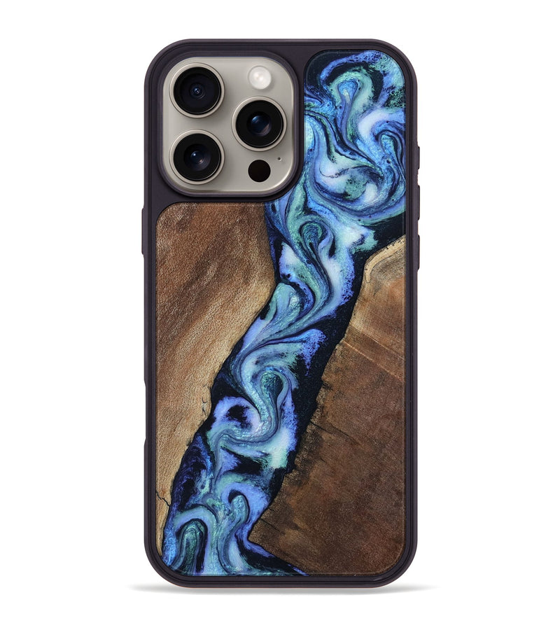 iPhone 16 Pro Max Wood Phone Case - Arely (Blue, 806726)