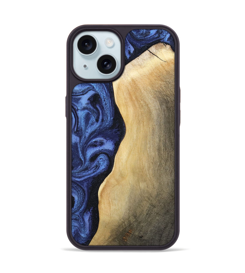 iPhone 15 Wood Phone Case - Myrtie (Blue, 806952)