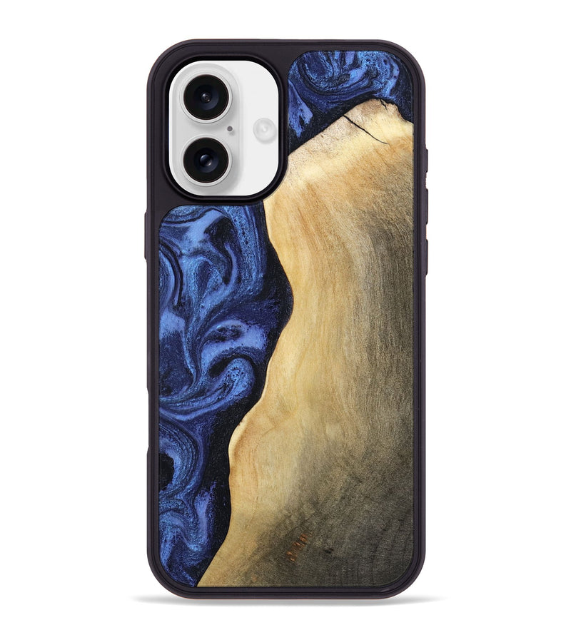 iPhone 16 Plus Wood Phone Case - Myrtie (Blue, 806952)