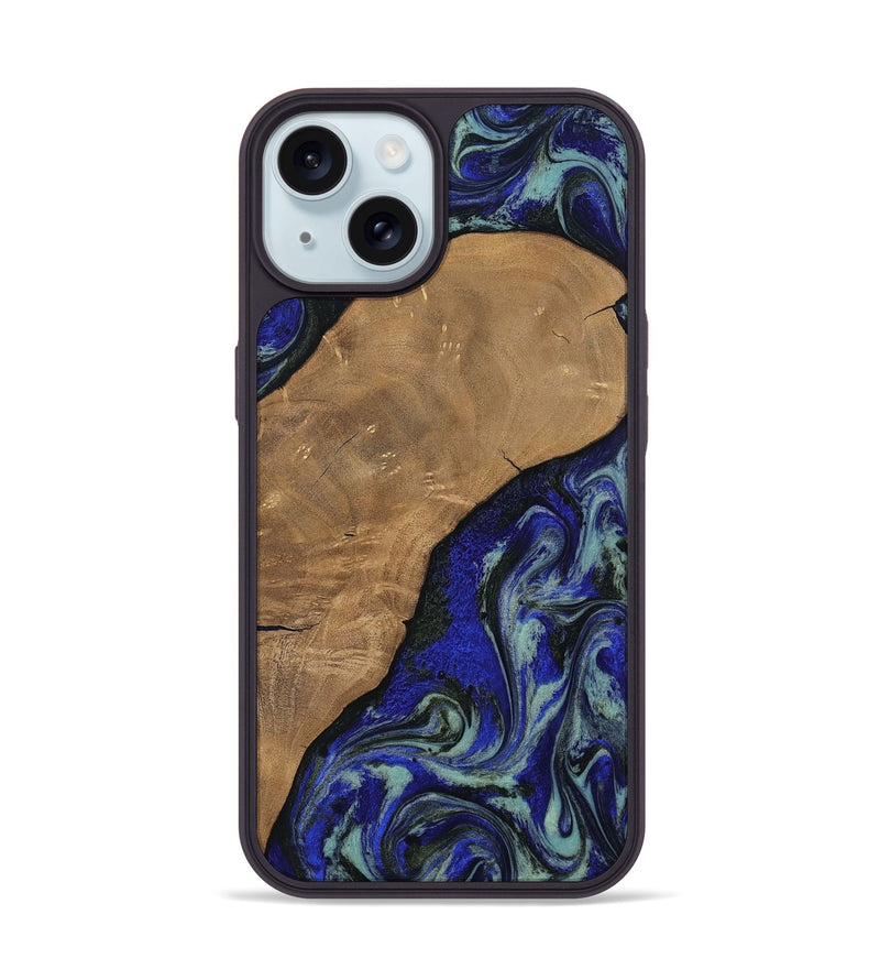 iPhone 15 Wood Phone Case - Aurora (Blue, 806964)
