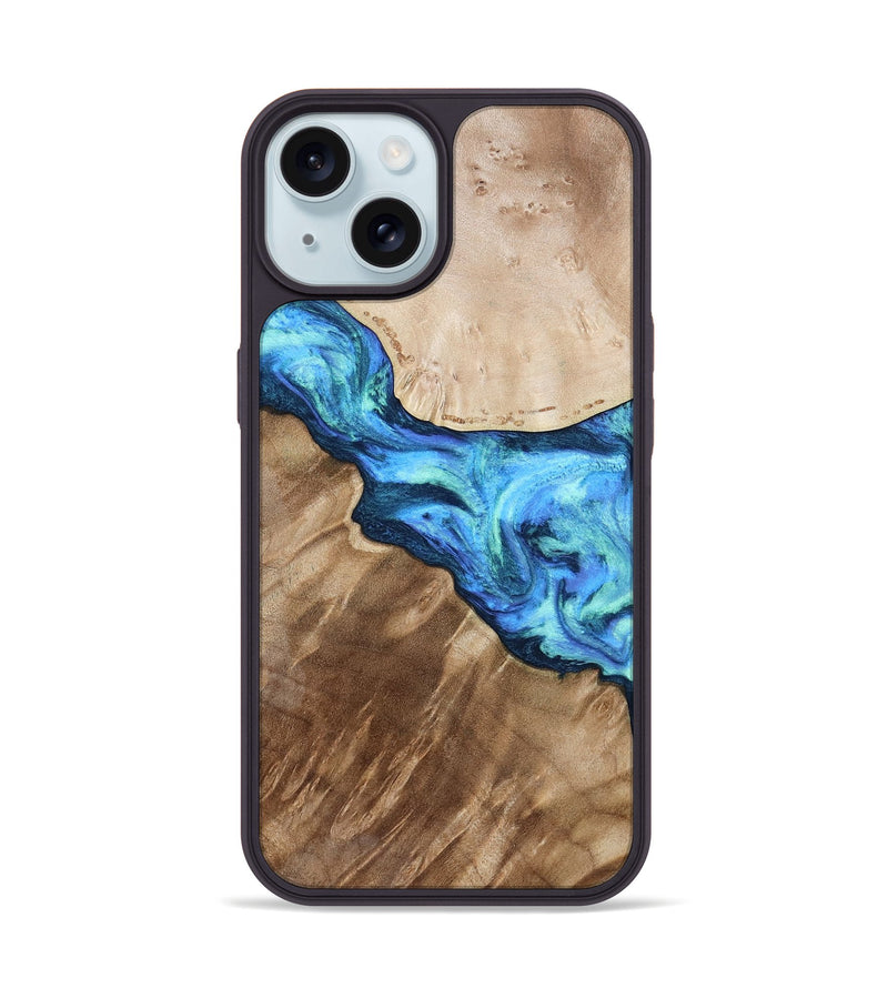 iPhone 15 Wood Phone Case - Alexis (Blue, 806982)
