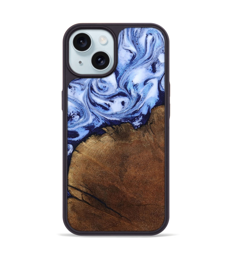 iPhone 15 Wood Phone Case - Addison (Blue, 806984)