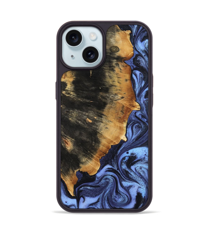 iPhone 15 Wood Phone Case - Docia (Blue, 806985)