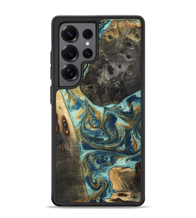 Galaxy S25 Ultra Wood Phone Case - Caleigh (Teal & Gold, 807044)
