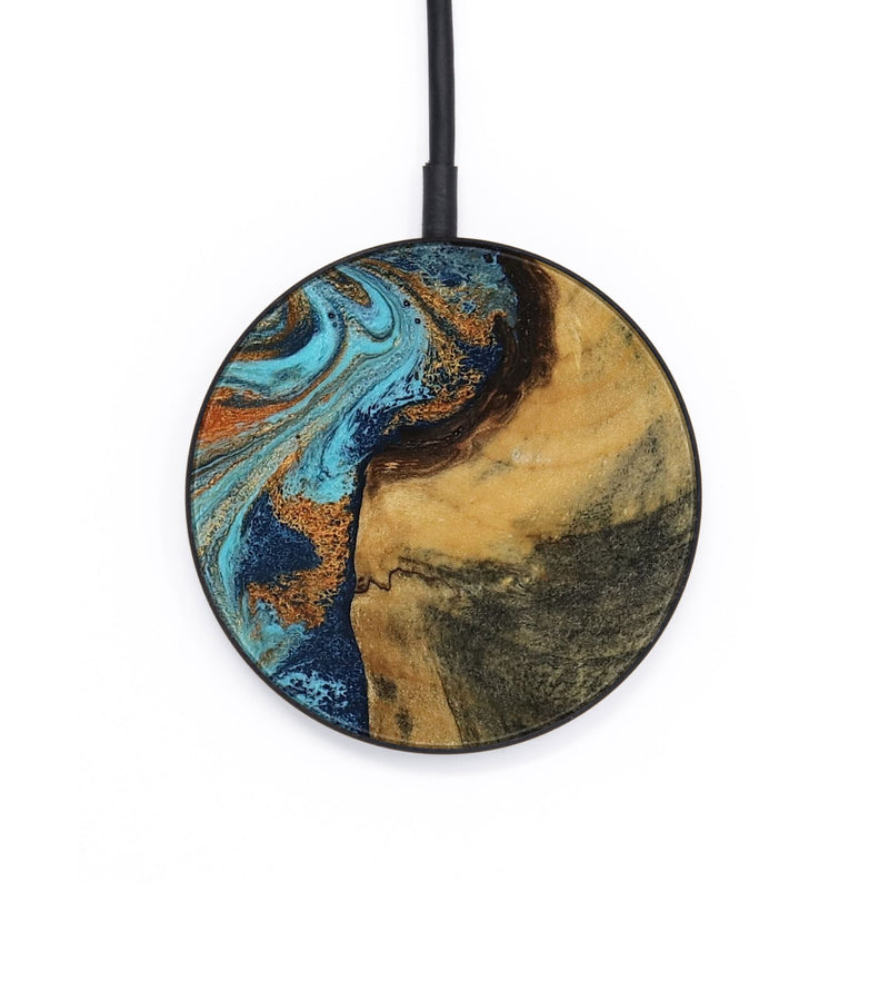 Circle Wood Wireless Charger - Emerie (Teal & Gold, 807045)